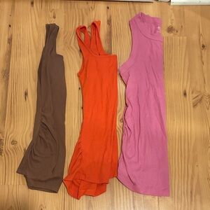 Set of 3 Maternity Tank Tops in Brown, Orange, and Pink